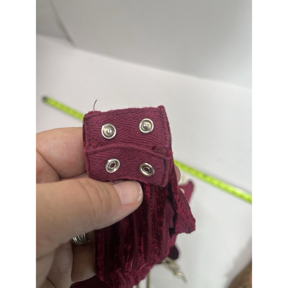 Lulus Womens Striped Cutout Burgundy Velvet Bustier Bodysuit Size Medium Balloon - Picture 11 of 15